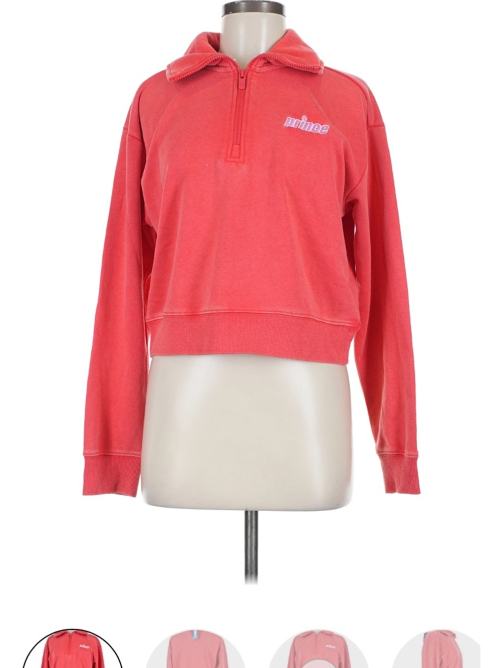 Prince Coral Half-Zip Cropped Pullover Sweatshirt